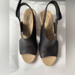 Clarks Women's Perforated Black Sandals